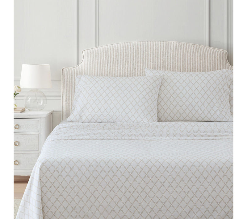 Martha Stewart Leaf Trellis White/Beige CottonTwin Sheet Set — View 2