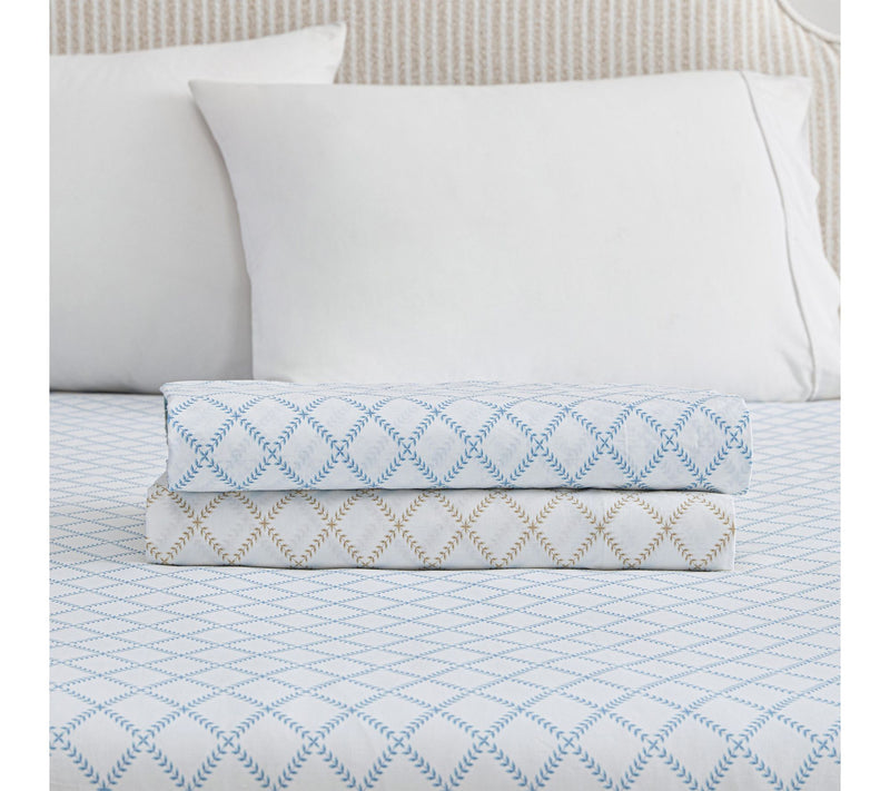 Martha Stewart Leaf Trellis White/Beige CottonKing Sheet Set — View 7
