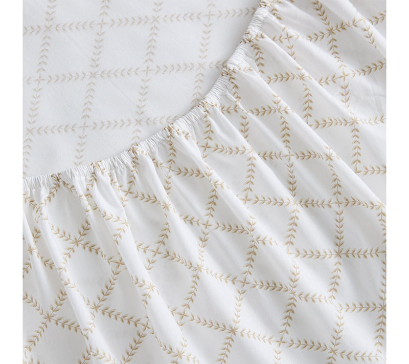 Martha Stewart Leaf Trellis White/Beige CottonFull Sheet Set — View 5