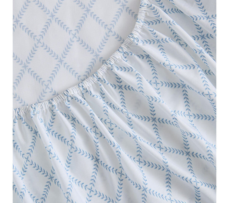 Martha Stewart Leaf Trellis White/Blue Cotton Queen Sheet Set — View 5
