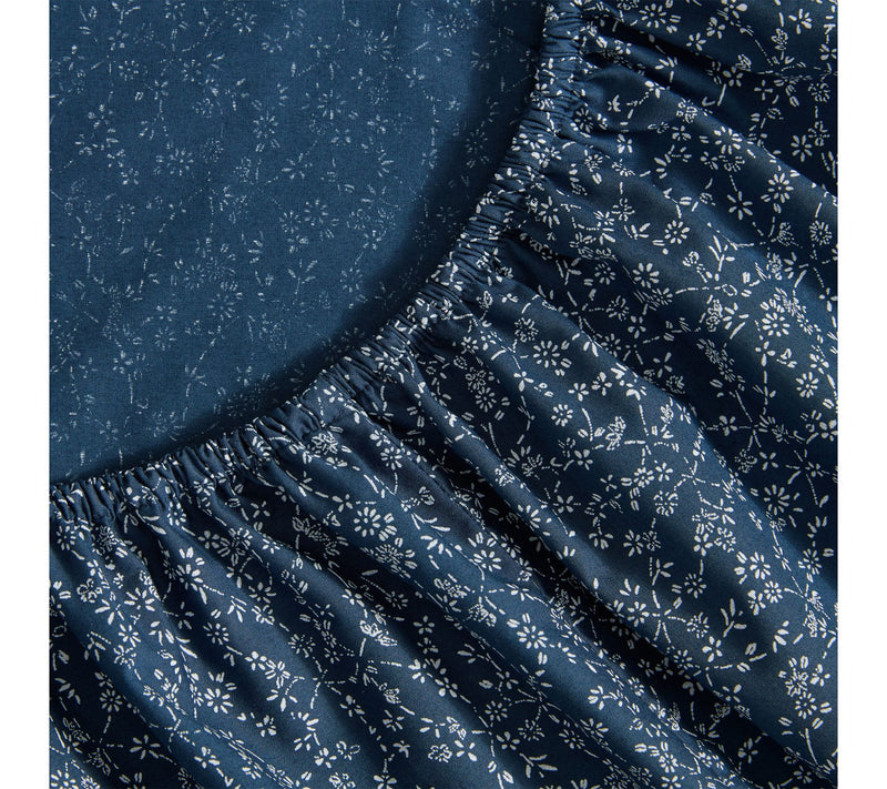 Eddie Bauer Petite Floral Blue Indigo Cotton Queen Sheet Set — View 4