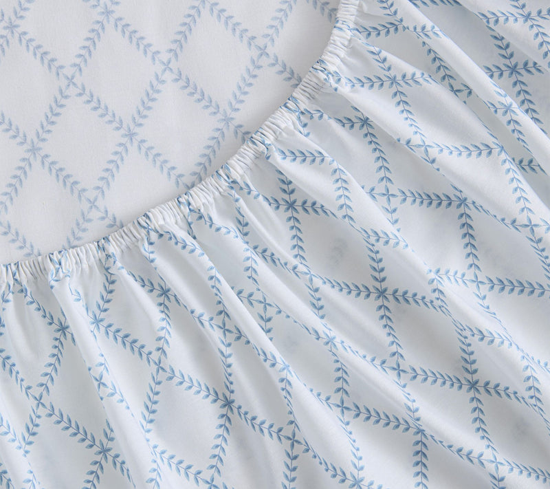 Martha Stewart Leaf Trellis White/Blue Cotton Twin Sheet Set — View 5
