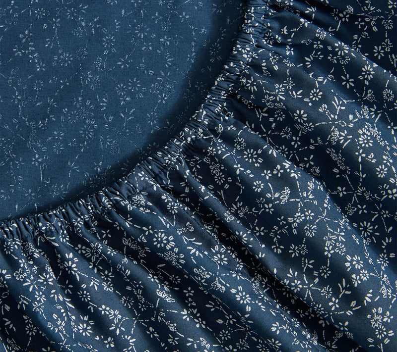 Eddie Bauer Petite Floral Blue Indigo Cotton Full Sheet Set — View 4