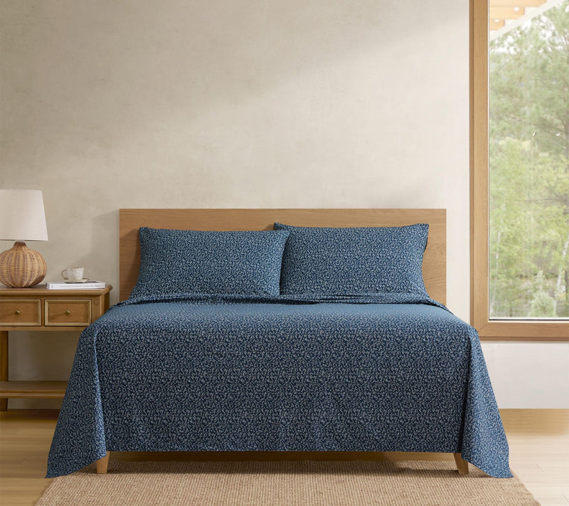 Eddie Bauer Petite Floral Blue Indigo Cotton Full Sheet Set — View 2