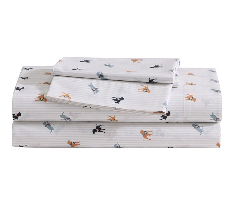 Eddie Bauer Buddy Scarves & Stripes Cream Cotton QN Sheet Set — View 10