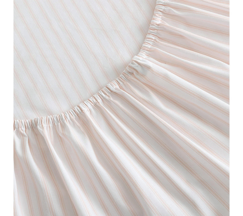 Martha Stewart Ticking Stripe White/Pink CottonTwin Sheet Set — View 5