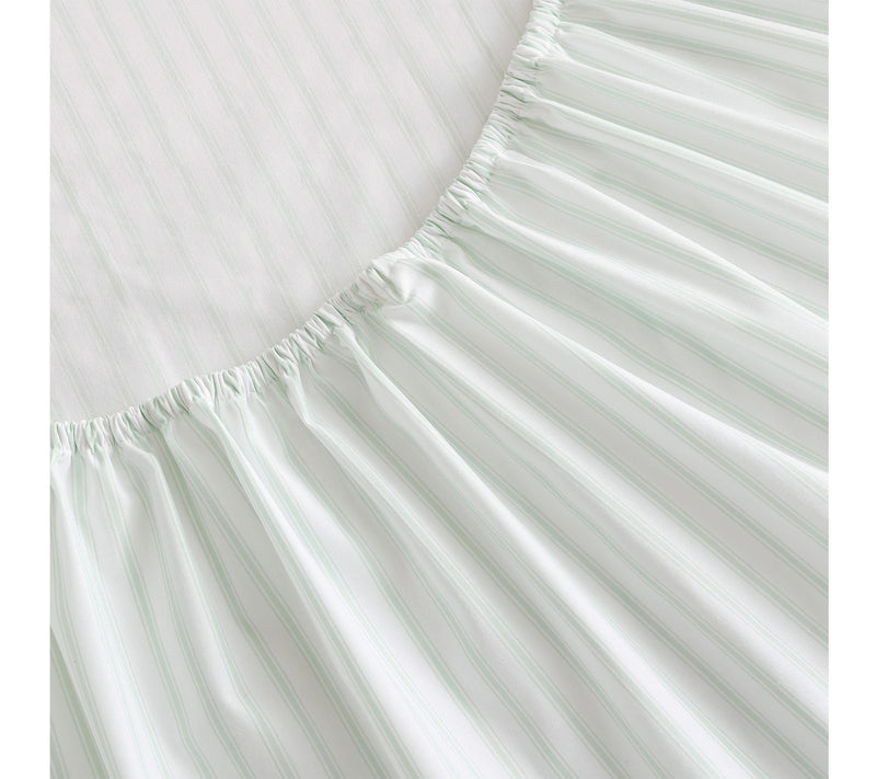 Martha Stewart Ticking Stripe Wht/Green CottonTwin Sheet Set — View 5