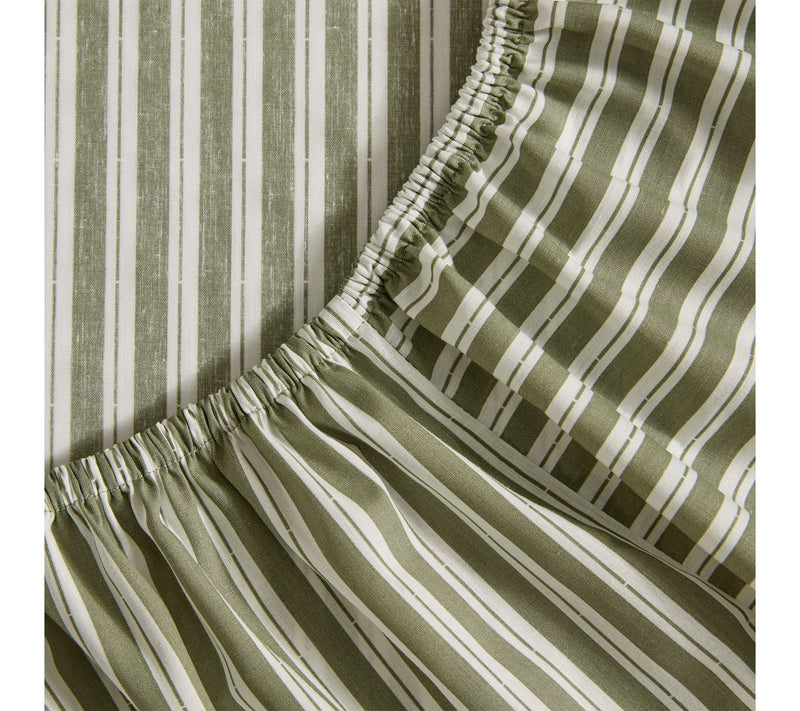 Eddie Bauer Alpha Stripe Green Cotton Percale Queen Sheet Set — View 4