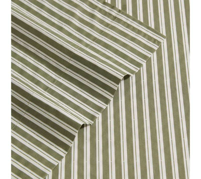 Eddie Bauer Alpha Stripe Green Cotton Percale Full Sheet Set — View 3
