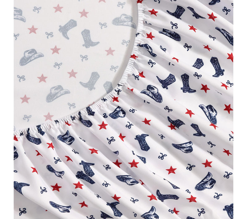 Wrangler Boots N Hats Bow Stars White/Red/BlueTwin Sheet Set — View 4