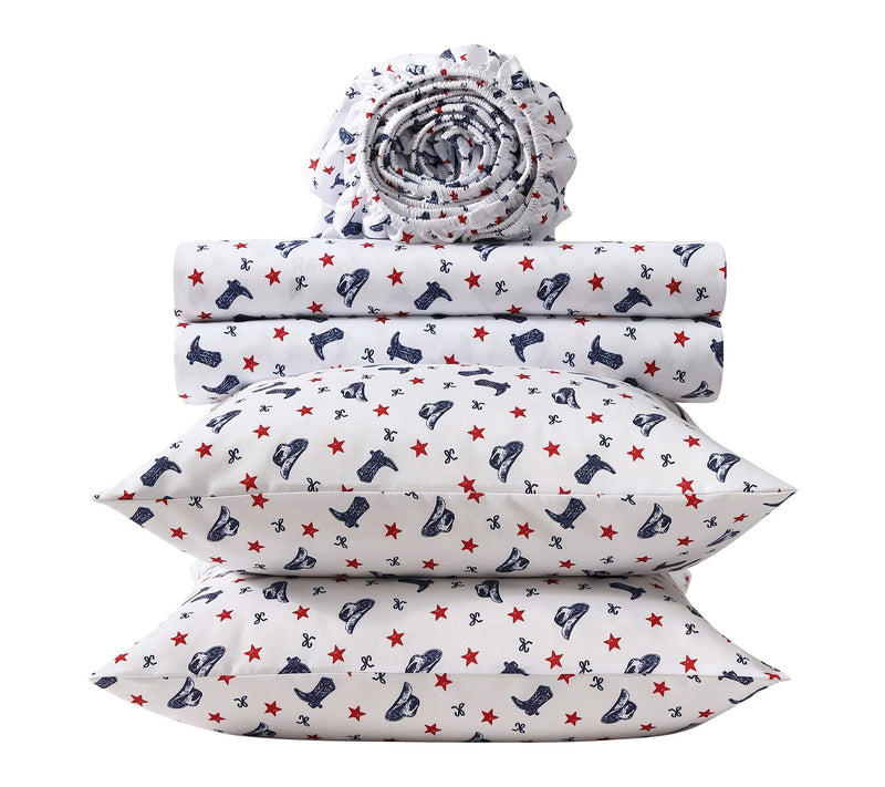 Wrangler Boots N Hats Bow Stars White/Red/BlueTwin Sheet Set — View 6