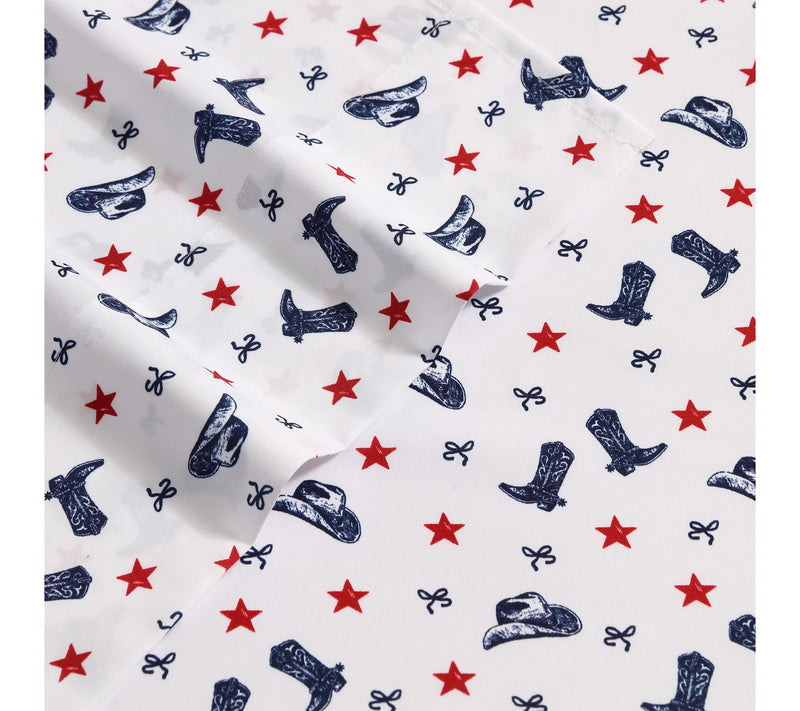 Wrangler Boots N Hats Bow Stars White/Red/BlueKing Sheet Set — View 3