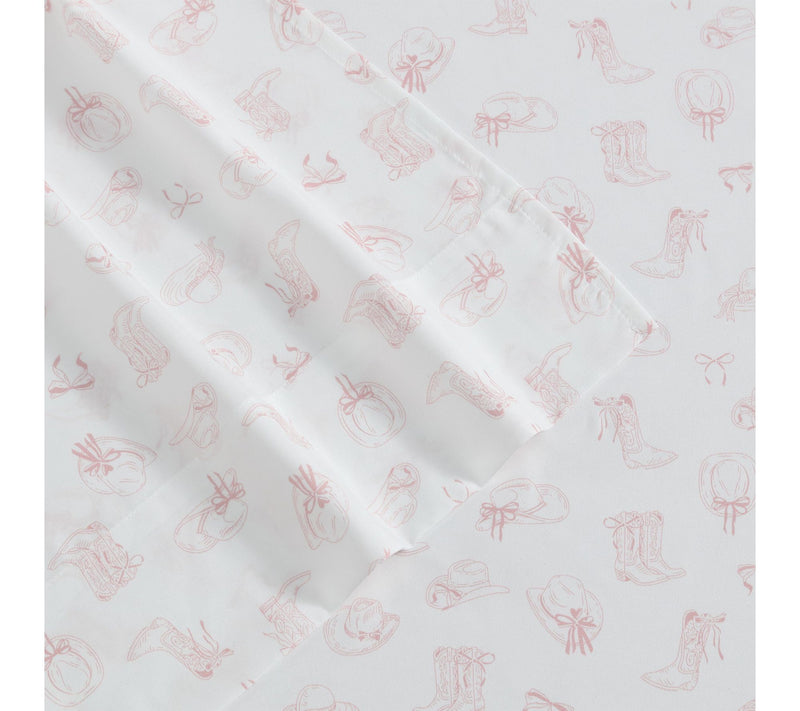 Wrangler Cowboy Like Me White/Pink Microfiber Twin Sheet Set — View 3