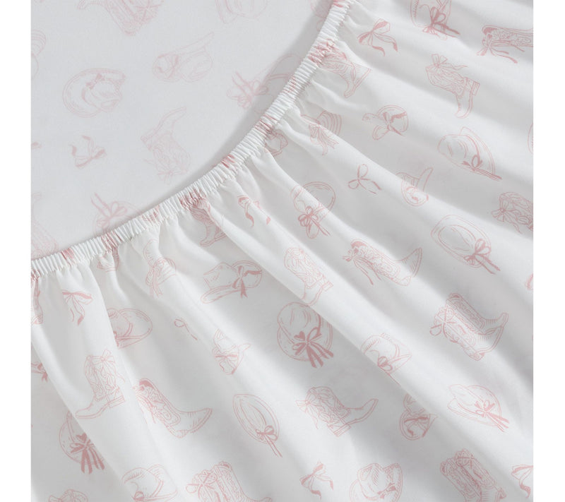 Wrangler Cowboy Like Me White/Pink Microfiber Queen Sheet Set — View 4