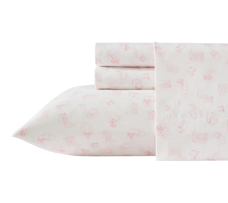 Wrangler Cowboy Like Me White/Pink Microfiber King Sheet Set — Main view