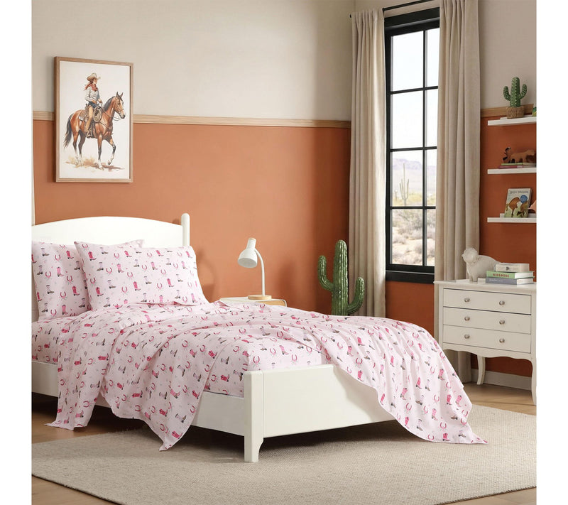 Wrangler Cowgirl Dreams Pink Microfiber Twin Sheet Set — View 2