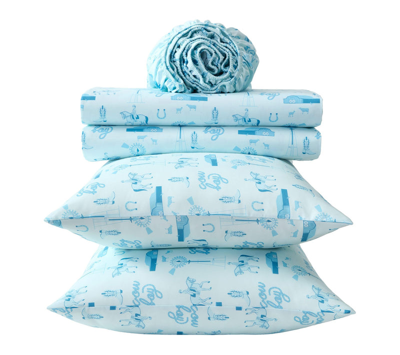 Wrangler Horse Farm Blue Microfiber Twin SheetSet — View 7