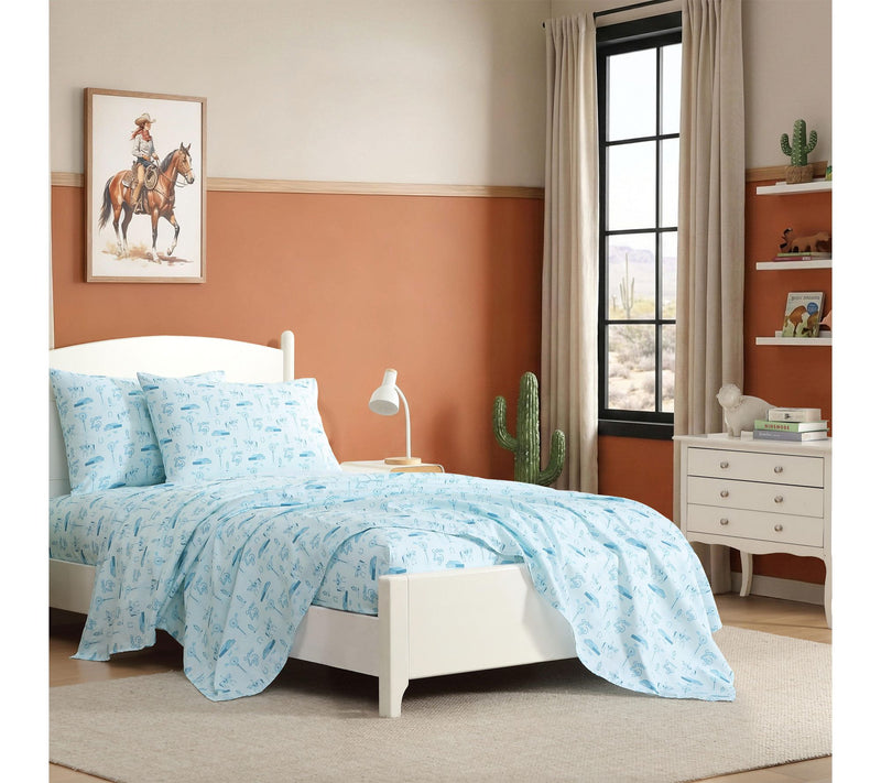 Wrangler Horse Farm Blue Microfiber Full SheetSet — View 2