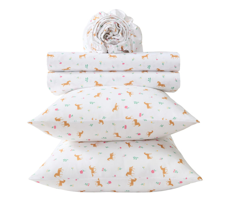 Wrangler Horse Meadow White/Brown Microfiber Twin Sheet Set — View 7