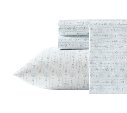 Wrangler Pretty Shoe Stripe White/Blue MicrofbrKing Sheet Set