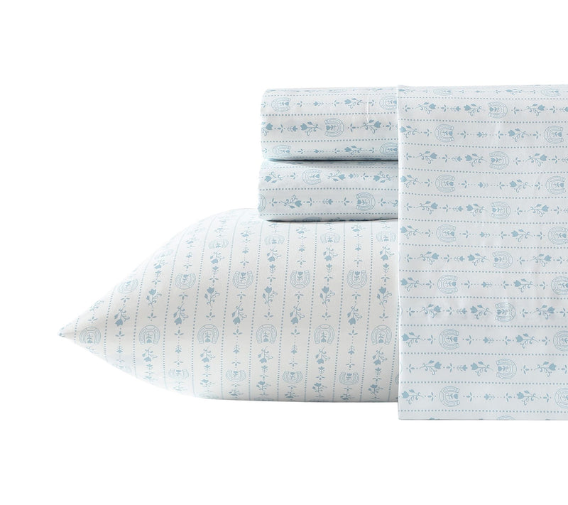 Wrangler Pretty Shoe Stripe White/Blue MicrofbrKing Sheet Set — Main view