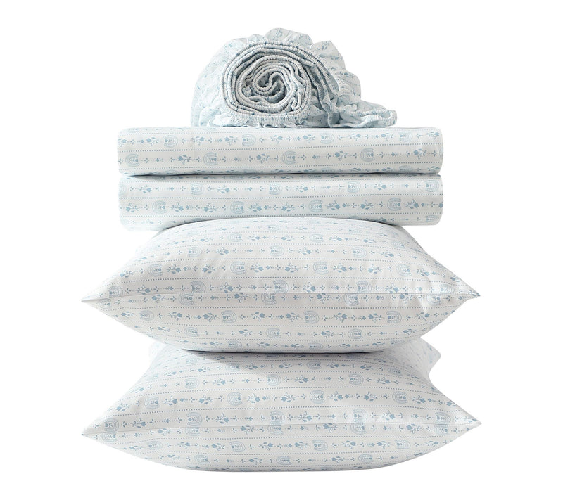 Wrangler Pretty Shoe Stripe White/Blue MicrofbrKing Sheet Set — View 7