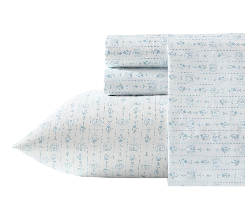 Wrangler Pretty Shoe Stripe White/Blue MicrofbrKing Sheet Set — View 10