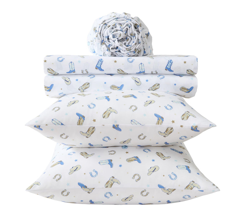 Wrangler Rodeo Star White/Blue Microfiber Ful l Sheet Set — View 7