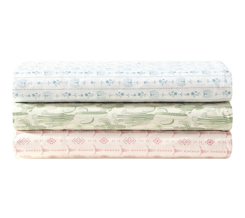 Wrangler Steer Head Stripe Ivory/Pink MicrofbrQueen Sheet Set — View 5