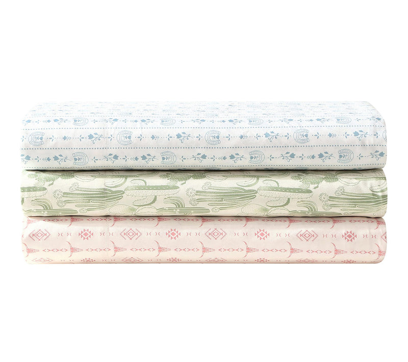 Wrangler Steer Head Stripe Ivory/Pink MicrofbrFull Sheet Set — View 5