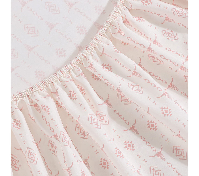 Wrangler Steer Head Stripe Ivory/Pink MicrofbrFull Sheet Set — View 3