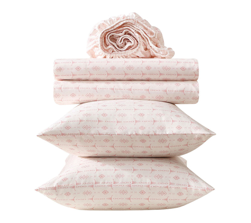 Wrangler Steer Head Stripe Ivory/Pink MicrofbrFull Sheet Set — View 6