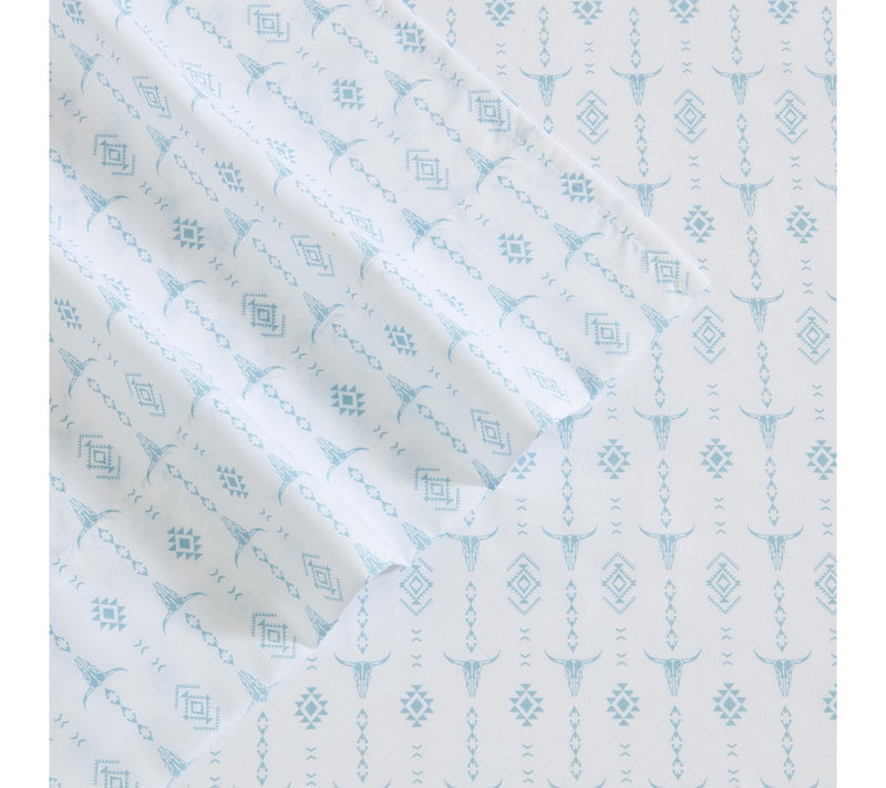 Wrangler Steer Head Stripe Whi te/Blue Microfb r Twin Sheet Se — View 3