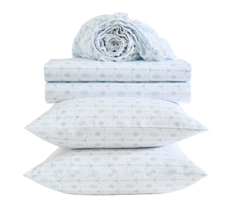 Wrangler Steer Head Stripe White/Blue MicrofbrKing Sheet Set — View 7