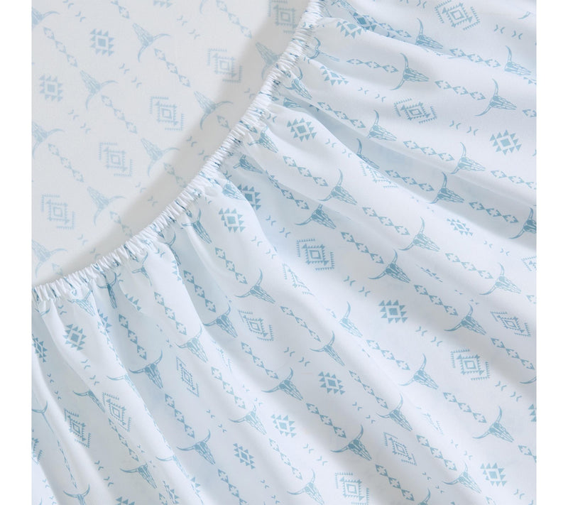 Wrangler Steer Head Stripe White/Blue MicrofbrKing Sheet Set — View 4