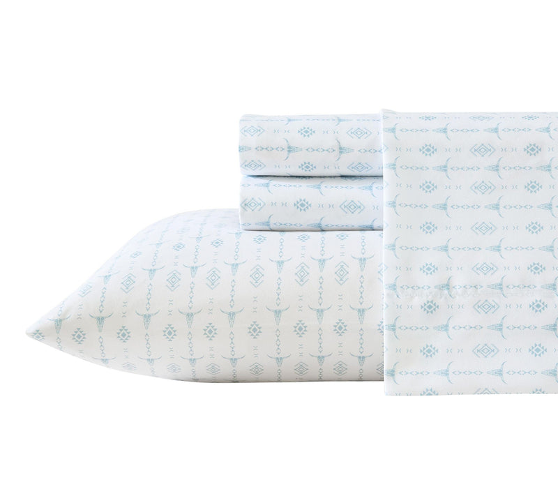 Wrangler Steer Head Stripe White/Blue MicrofbrKing Sheet Set — Main view
