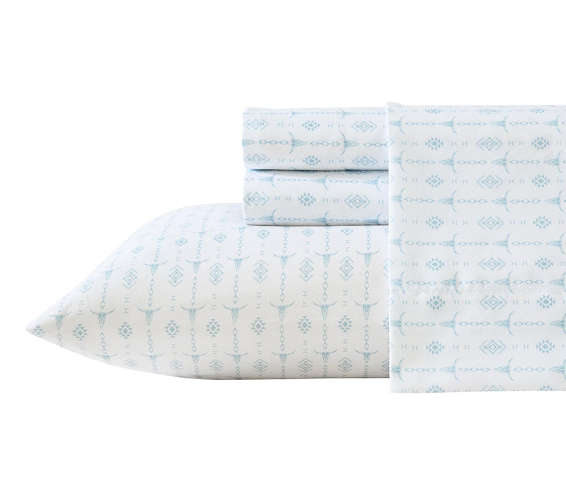 Wrangler Steer Head Stripe White/Blue MicrofbrFull Sheet Set — Main view