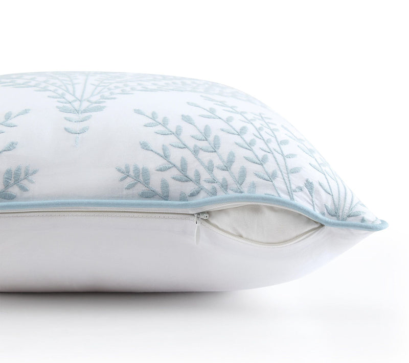 Martha Stewart Cottage Leaf White/Blue Cotton Dec Pillow — View 3