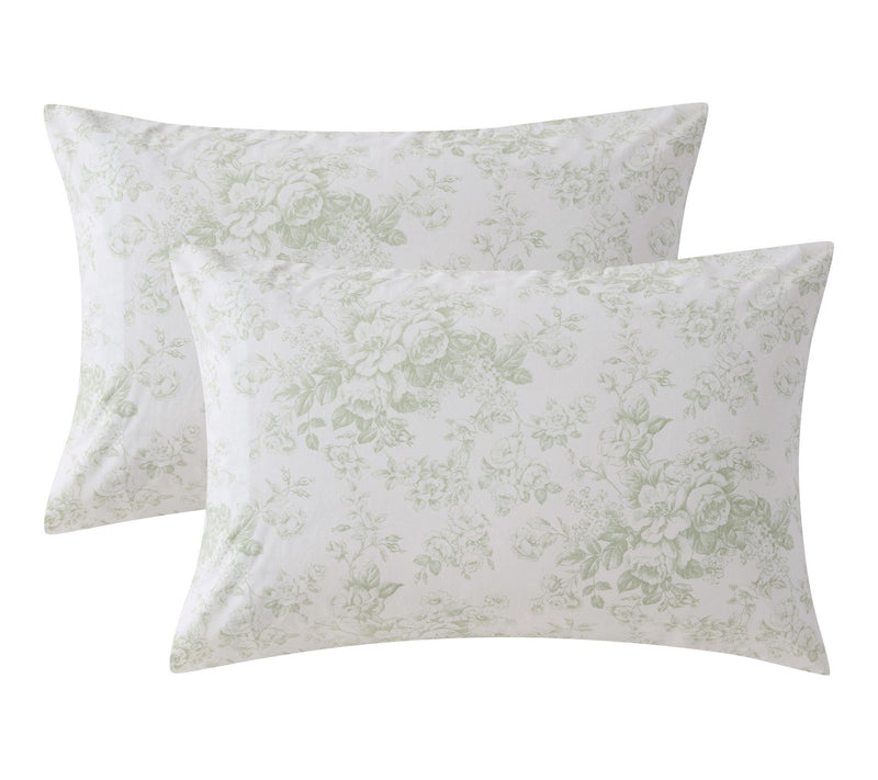 Laura Ashley Toile Delight Green Cotton King Pillowcase Set — Main view
