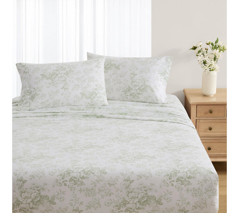 Laura Ashley Toile Delight Green Cotton King Pillowcase Set — View 2