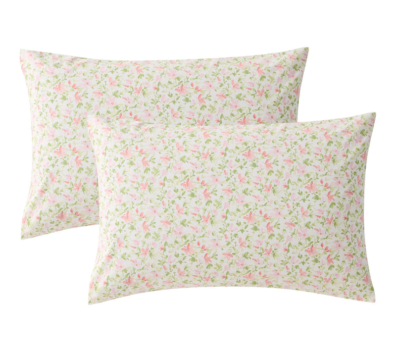Laura Ashley Norella Pink/Green Cotton King Pillowcase Set — View 6