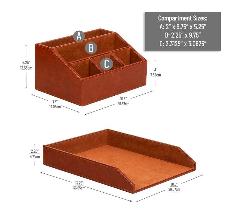 Mind Reader PU Leather Desk Organizer and Letter Tray Set — View 3