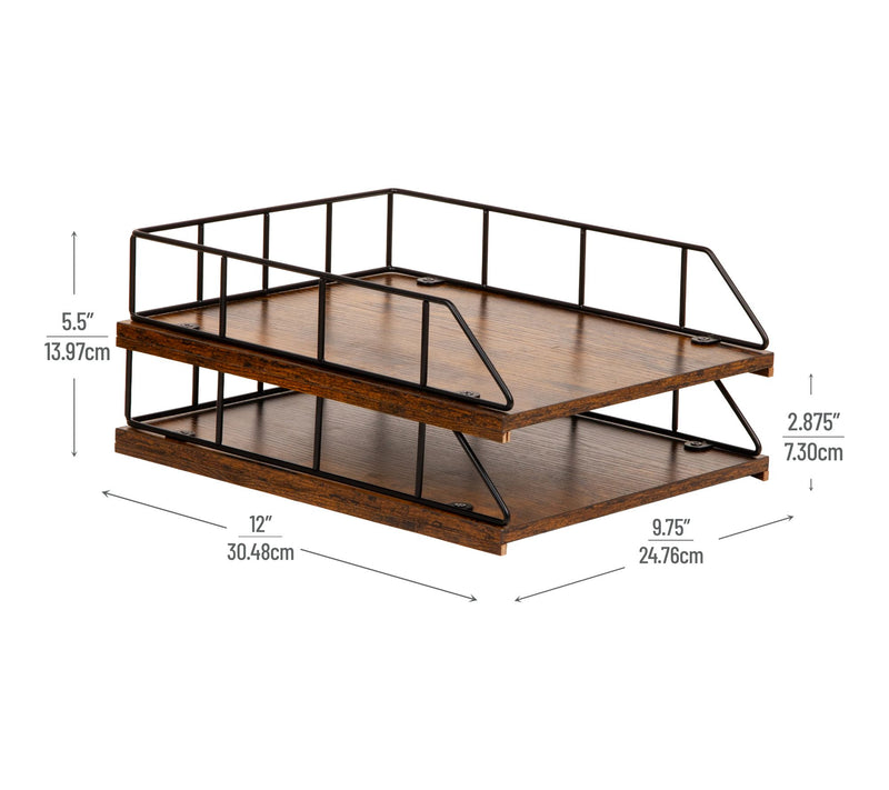 Mind Reader 2-Tier Rustic Letter Tray Organizer — View 3