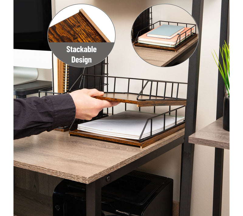Mind Reader 2-Tier Rustic Letter Tray Organizer — View 4