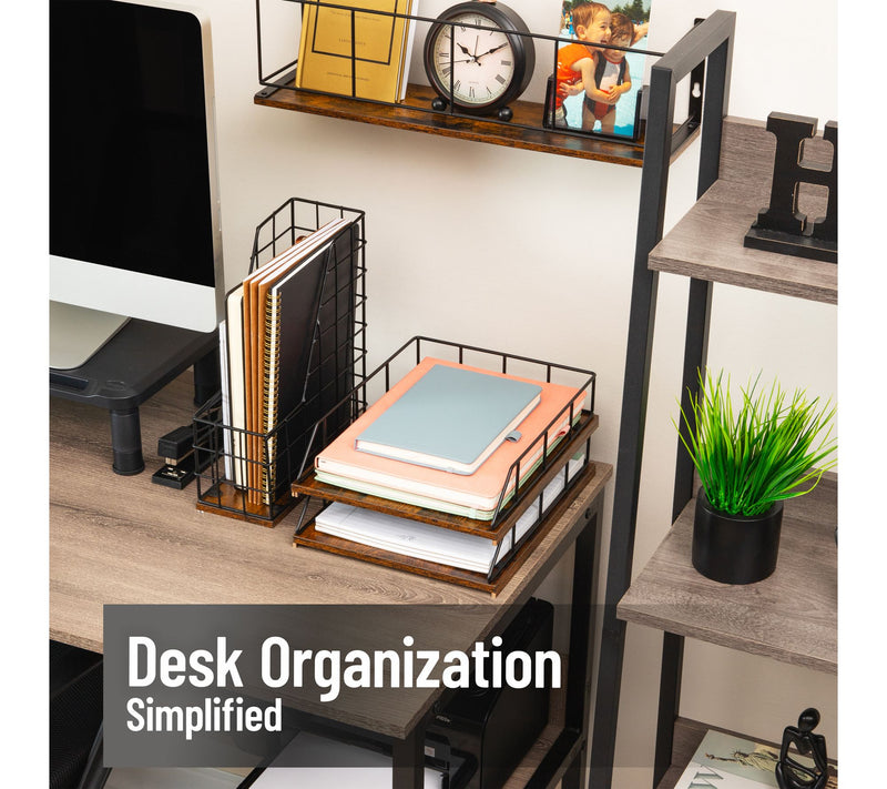 Mind Reader 2-Tier Rustic Letter Tray Organizer — View 2