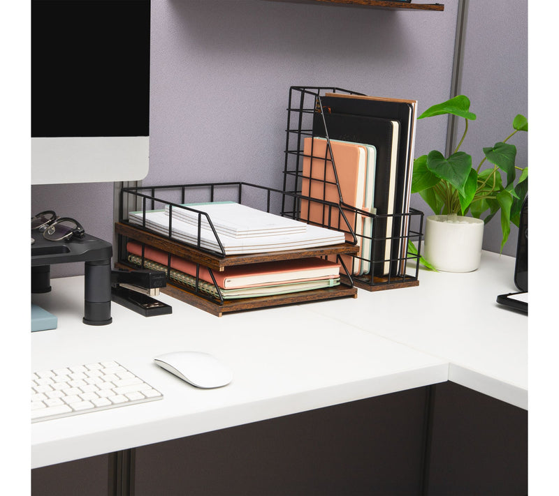 Mind Reader 2-Tier Rustic Letter Tray Organizer — View 6
