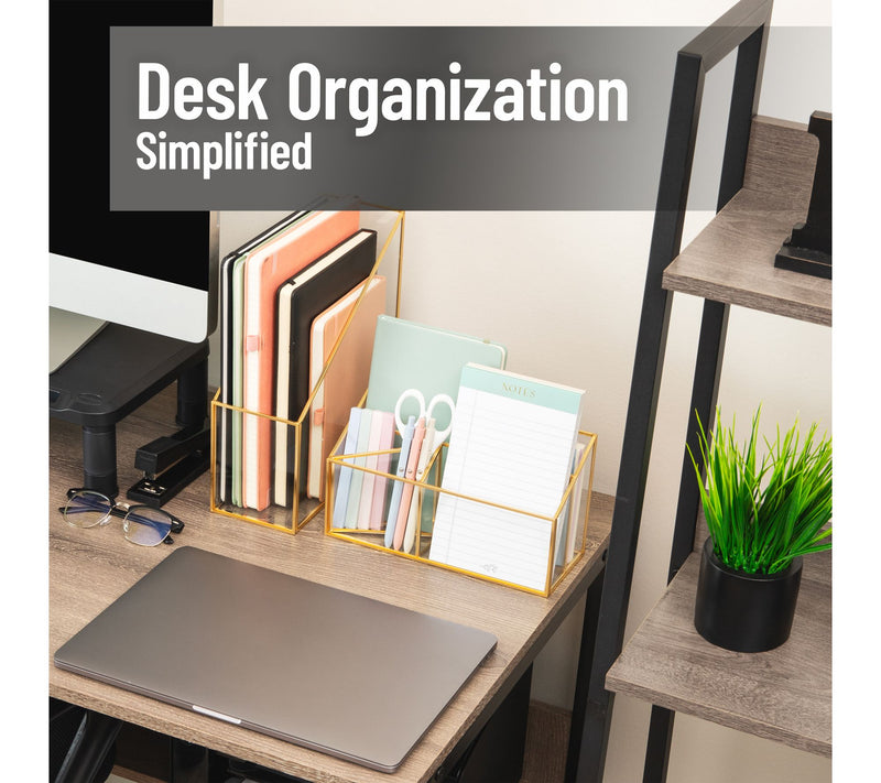 Mind Reader 4-Compartment Glass Desktop Organizer — View 2