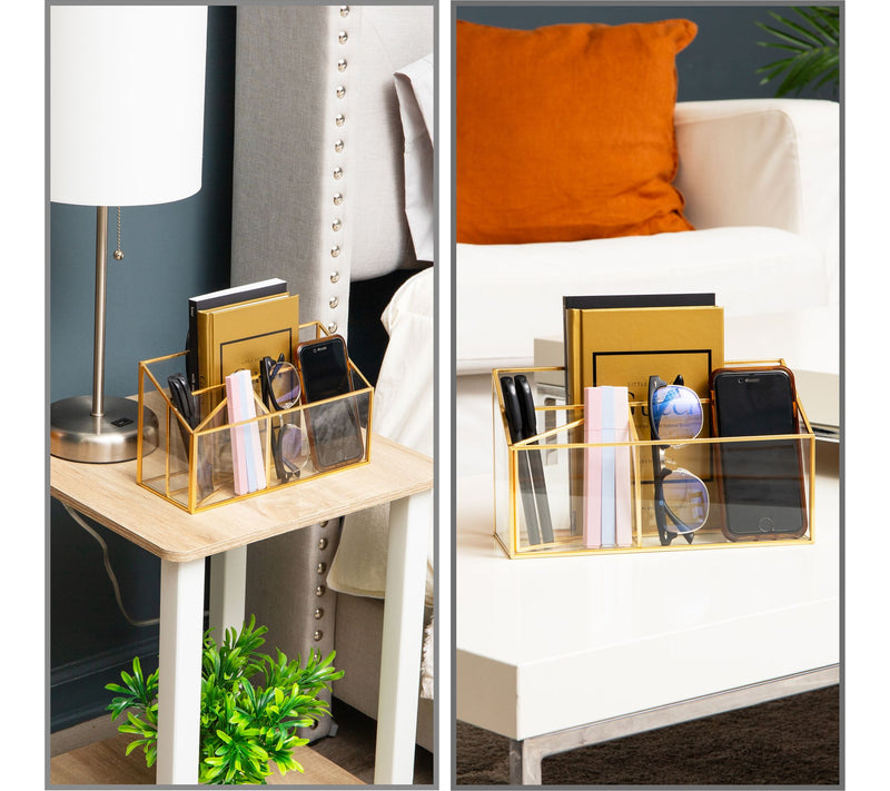 Mind Reader 4-Compartment Glass Desktop Organizer — View 5