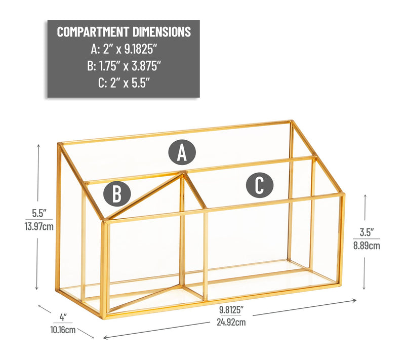 Mind Reader 4-Compartment Glass Desktop Organizer — View 3