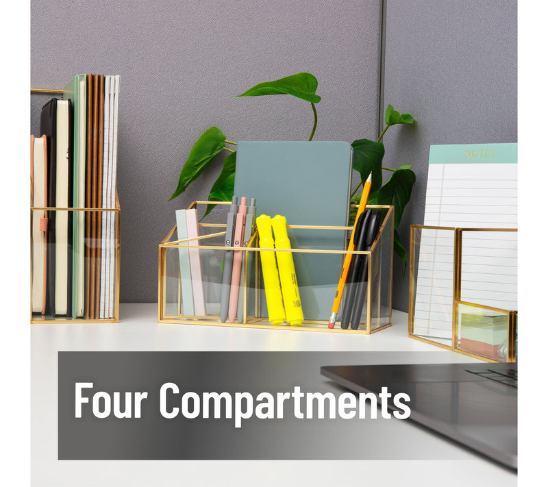 Mind Reader 4-Compartment Glass Desktop Organizer — View 4